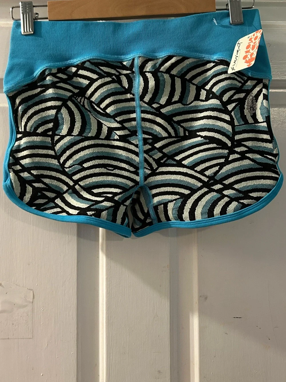 Free People Turquoise Wave-Print Athletic Shorts
